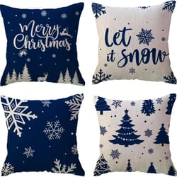 blue snowflake christmas pillow cover