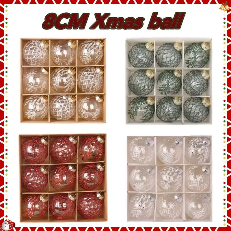 Transparent Christmas Ball Ornaments Set White Champagne Green 1