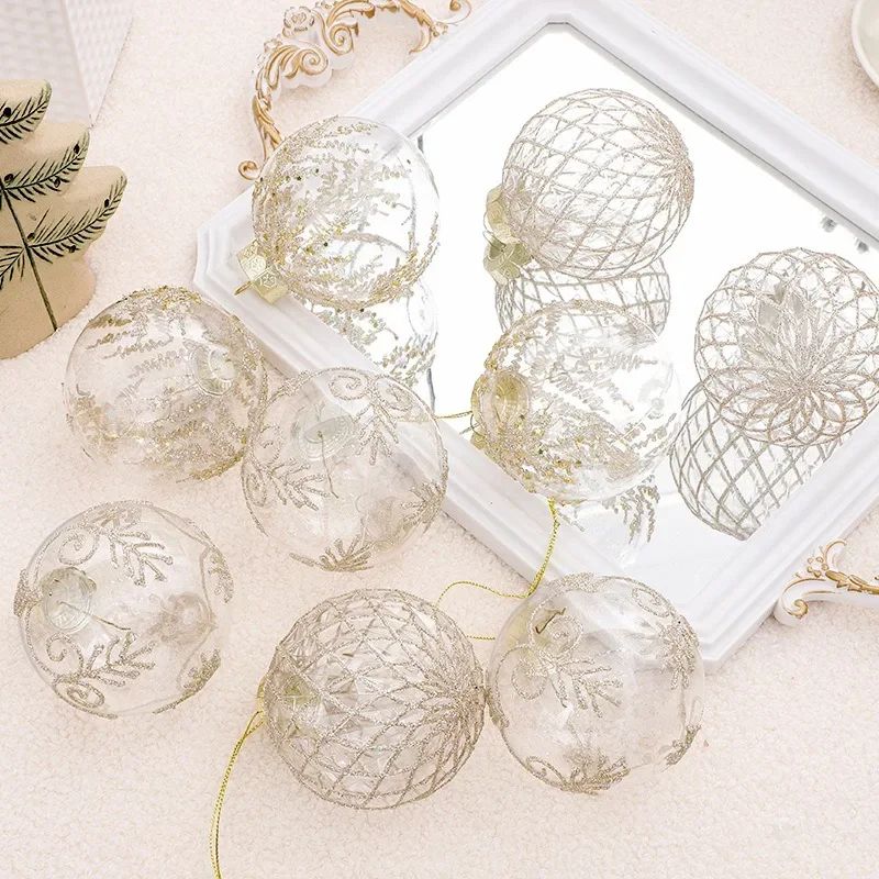 Transparent Christmas Ball Ornaments Set White Champagne Green 3