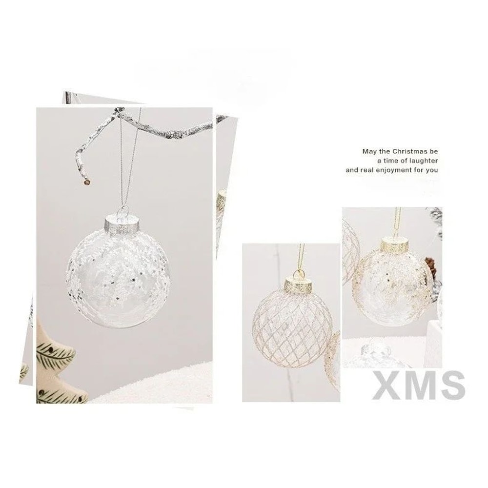 Transparent Christmas Ball Ornaments Set White Champagne Green 5