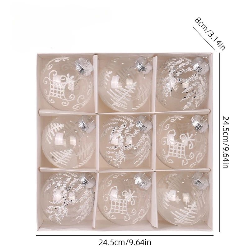 Transparent Christmas Ball Ornaments Set White Champagne Green 9