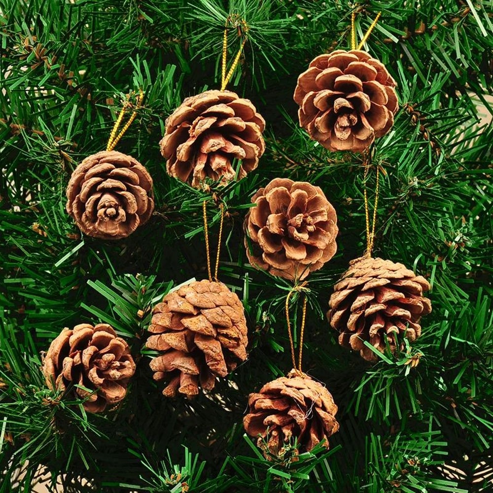 Mini Pinecone Christmas Tree Ornaments Set 6pcs 0