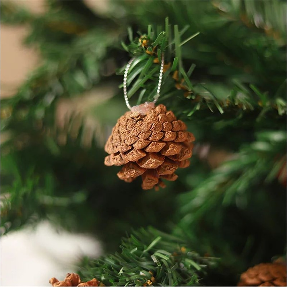 Mini Pinecone Christmas Tree Ornaments Set 6pcs 4