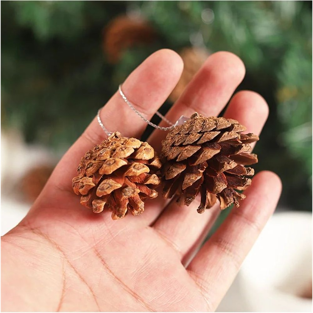 Mini Pinecone Christmas Tree Ornaments Set 6pcs 7