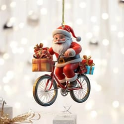 acrylic santa bicycle christmas tree ornament