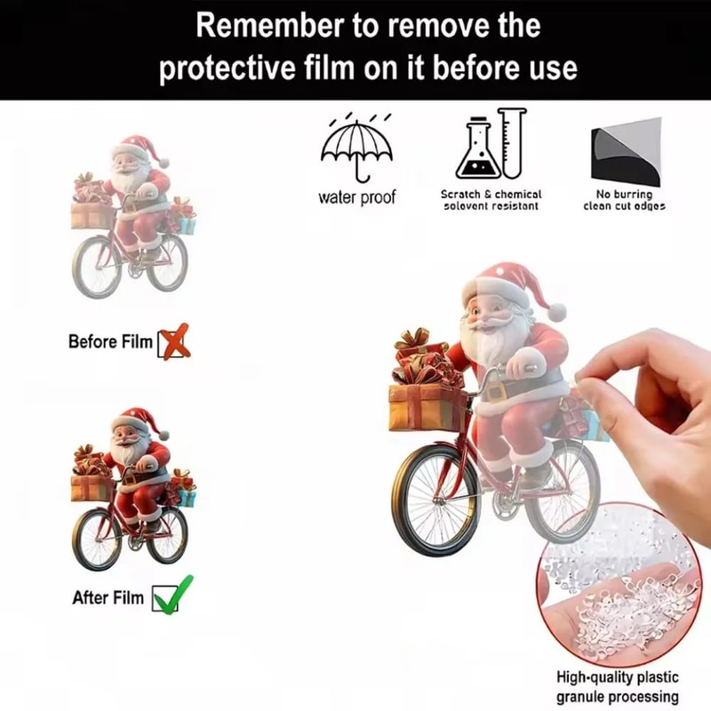 Acrylic Santa Bicycle Christmas Tree Ornament 5