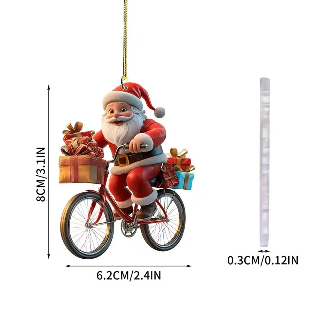 Acrylic Santa Bicycle Christmas Tree Ornament 4