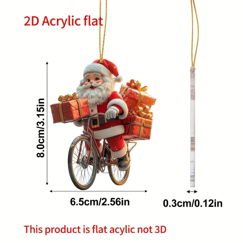 Acrylic Santa Bicycle Christmas Tree Ornament 11
