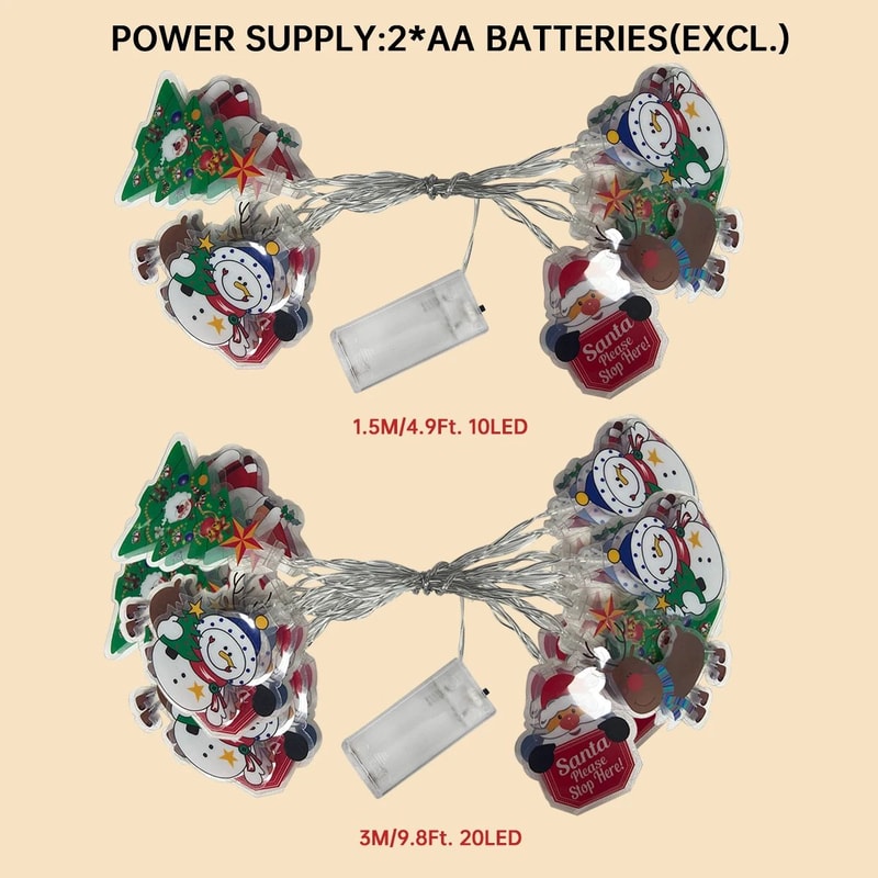 LED Christmas Character String Lights Festive Fairy Decor 4