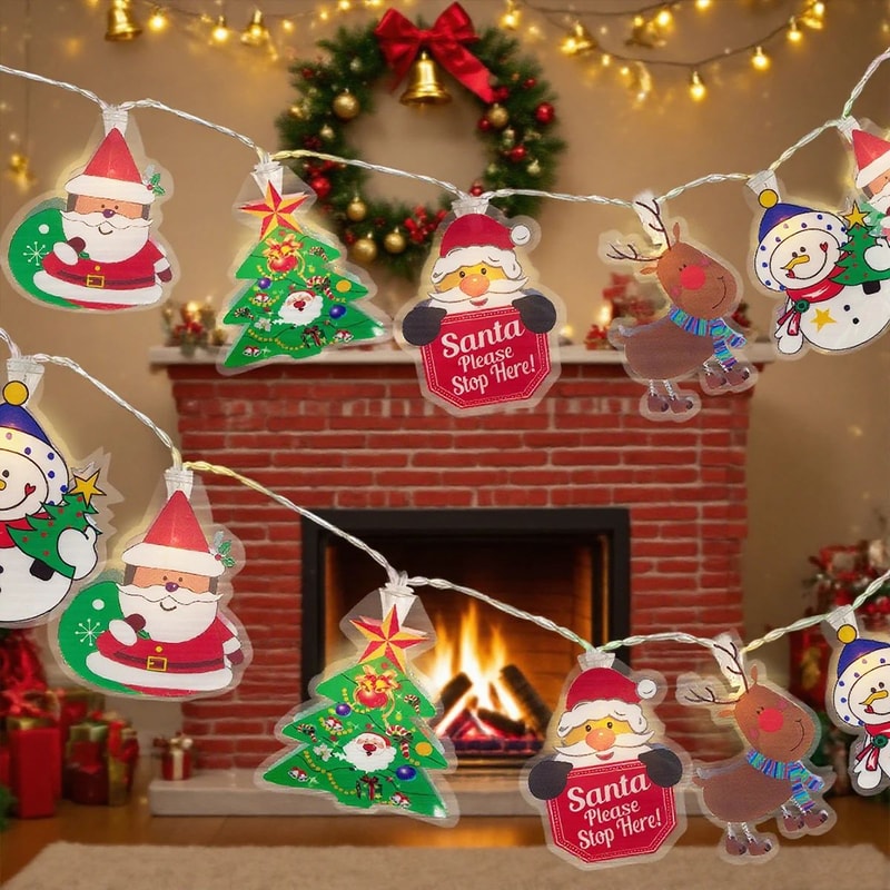 LED Christmas Character String Lights Festive Fairy Decor 5