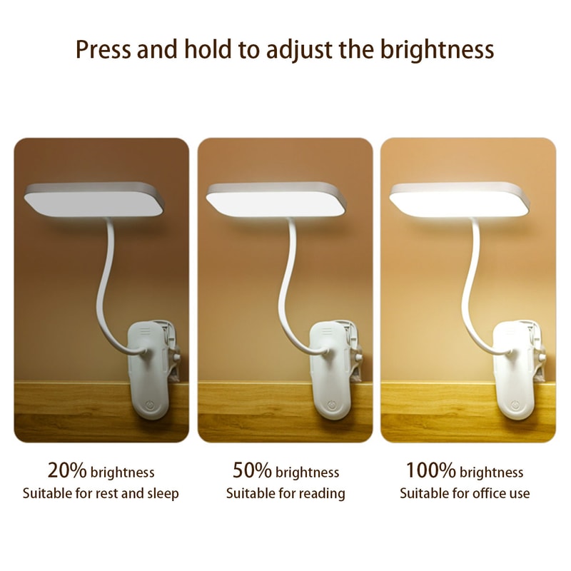 USB Rechargeable Clip-On Lamp | LED Touch Dimming Light for Reading & Office