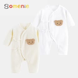 somenie cotton knitted baby jumpsuit long sleeve infant romper