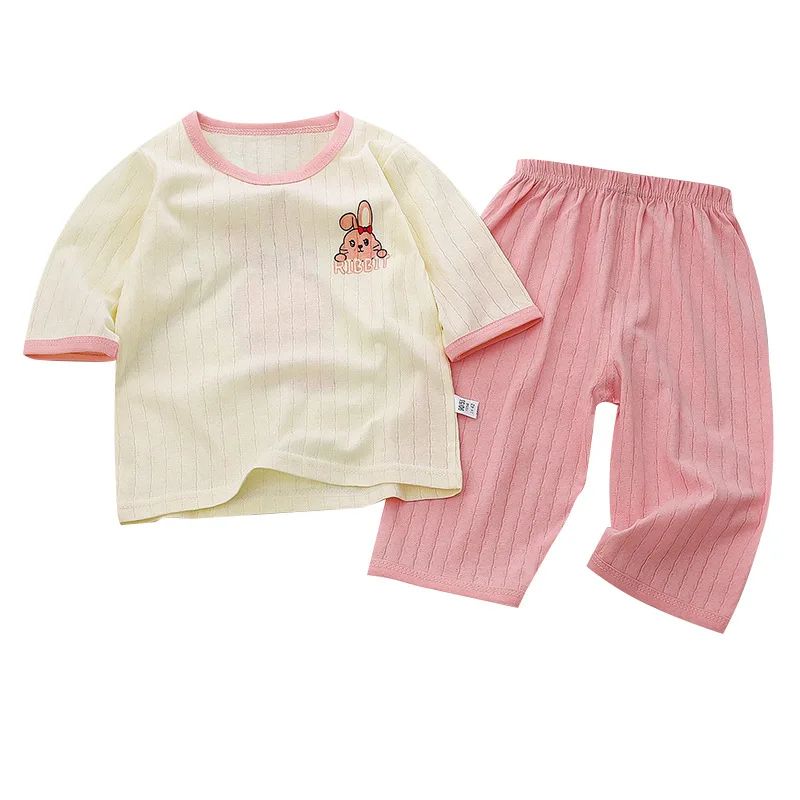 Baby Cotton Cartoon Pajama Set Long Sleeve Toddler Nightwear 2