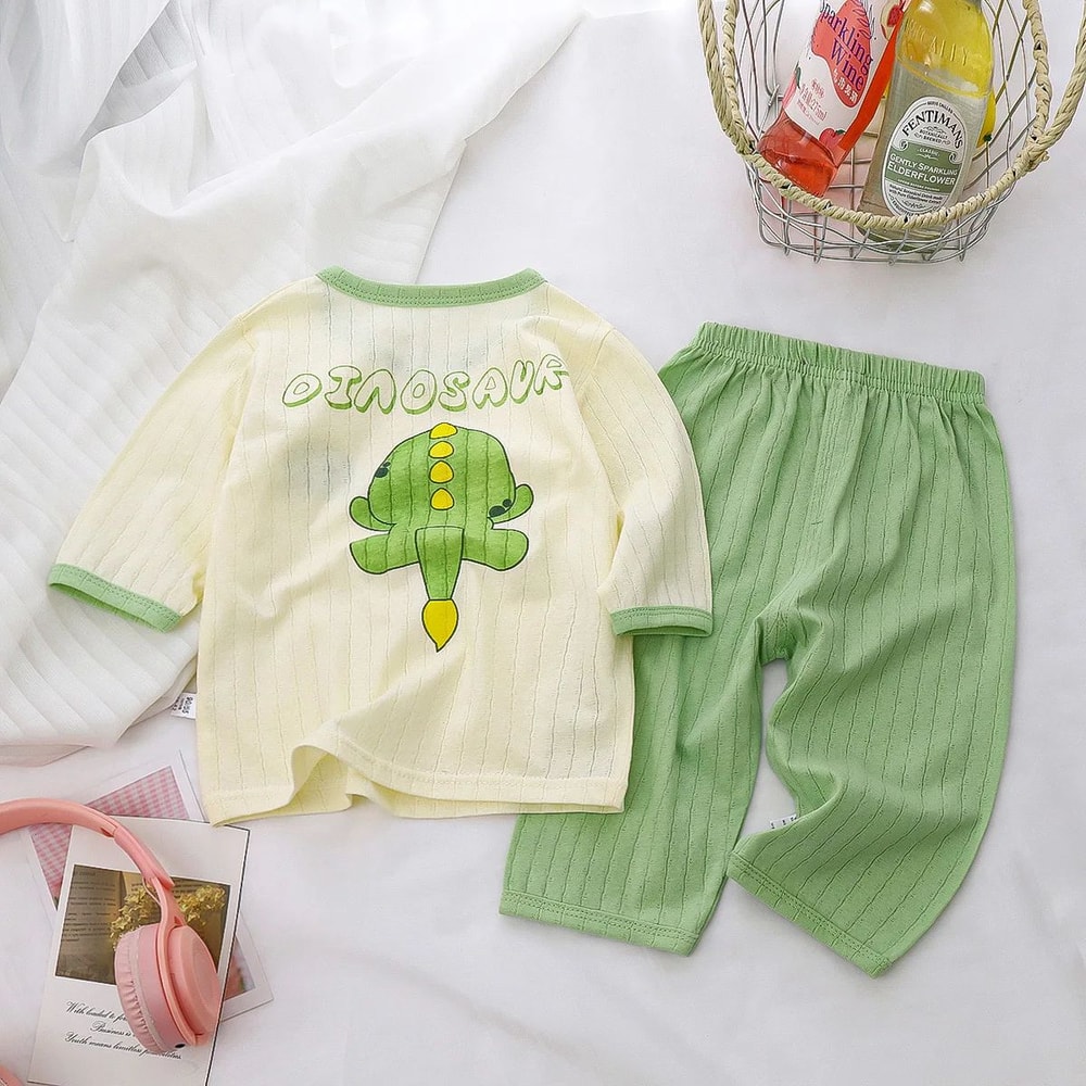 Baby Cotton Cartoon Pajama Set Long Sleeve Toddler Nightwear 4