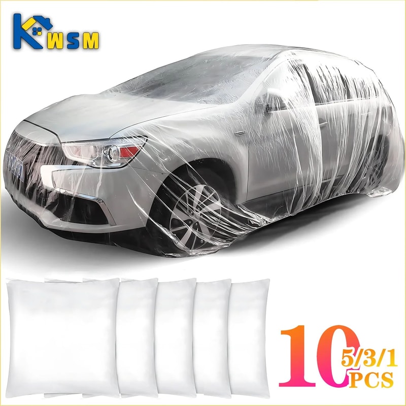 Disposable Transparent Car Cover PE Film Rain And Dust Protection 0