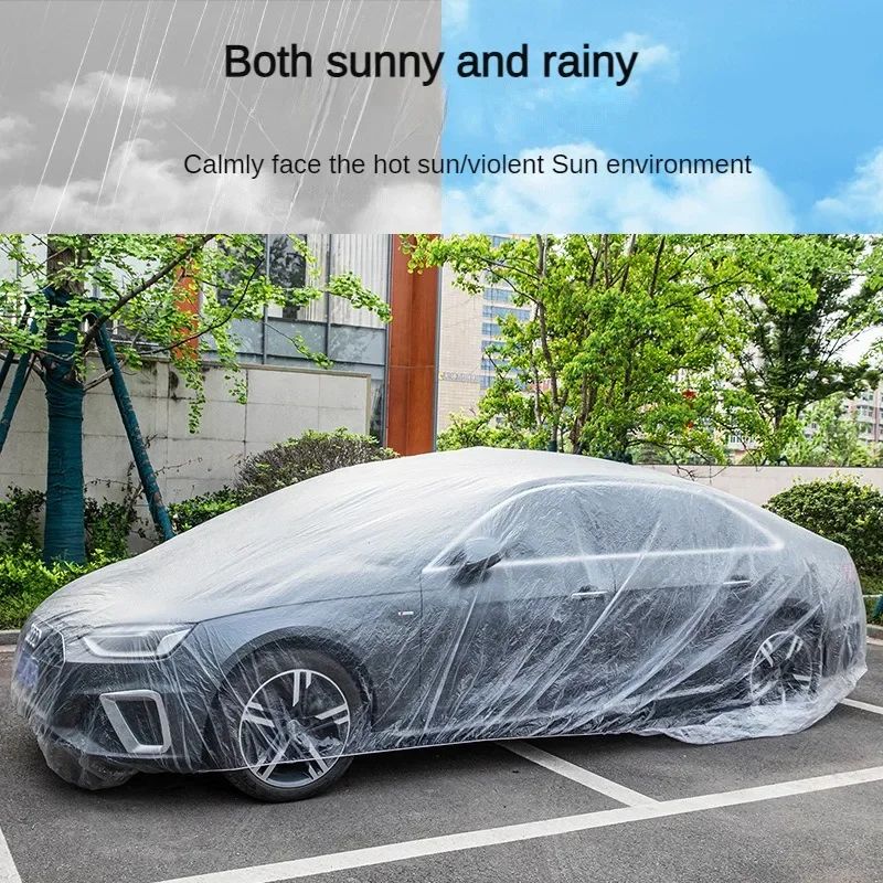 Disposable Transparent Car Cover PE Film Rain And Dust Protection 3