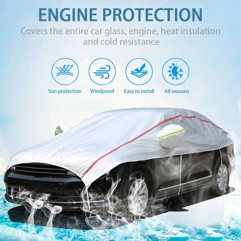 Universal Half Car Cover Waterproof Oxford UV Dust Snow Protection 5