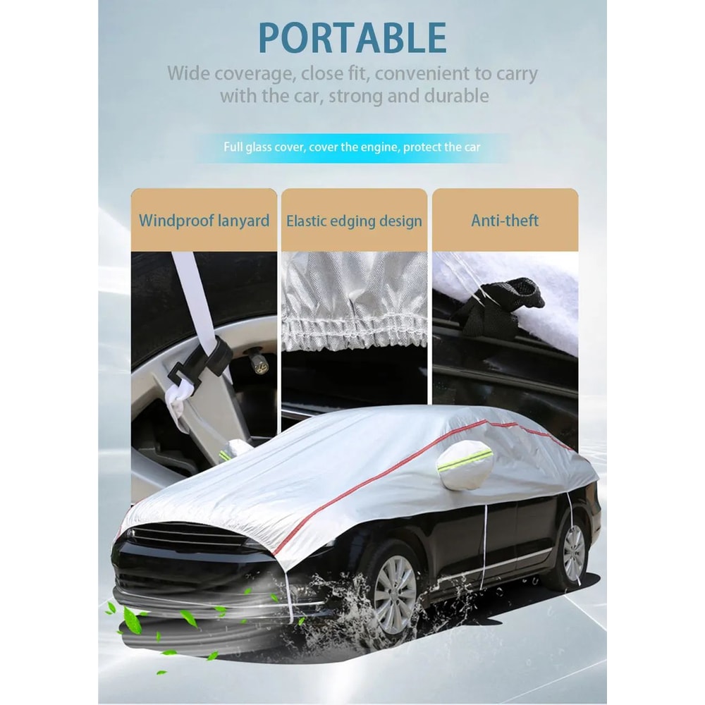 Universal Half Car Cover Waterproof Oxford UV Dust Snow Protection 6