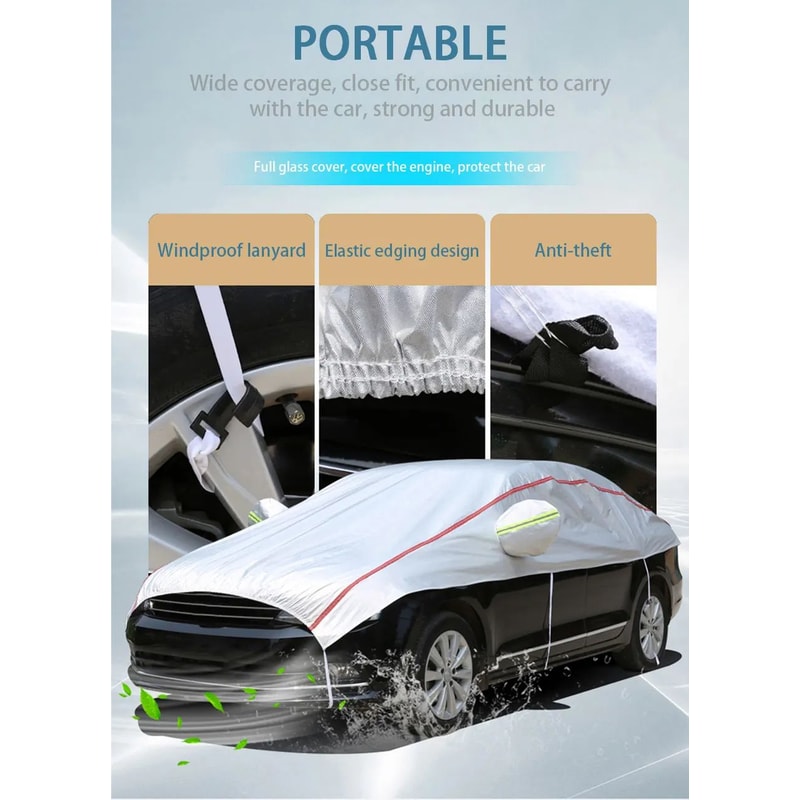 Universal Half Car Cover Waterproof Oxford UV Dust Snow Protection 6