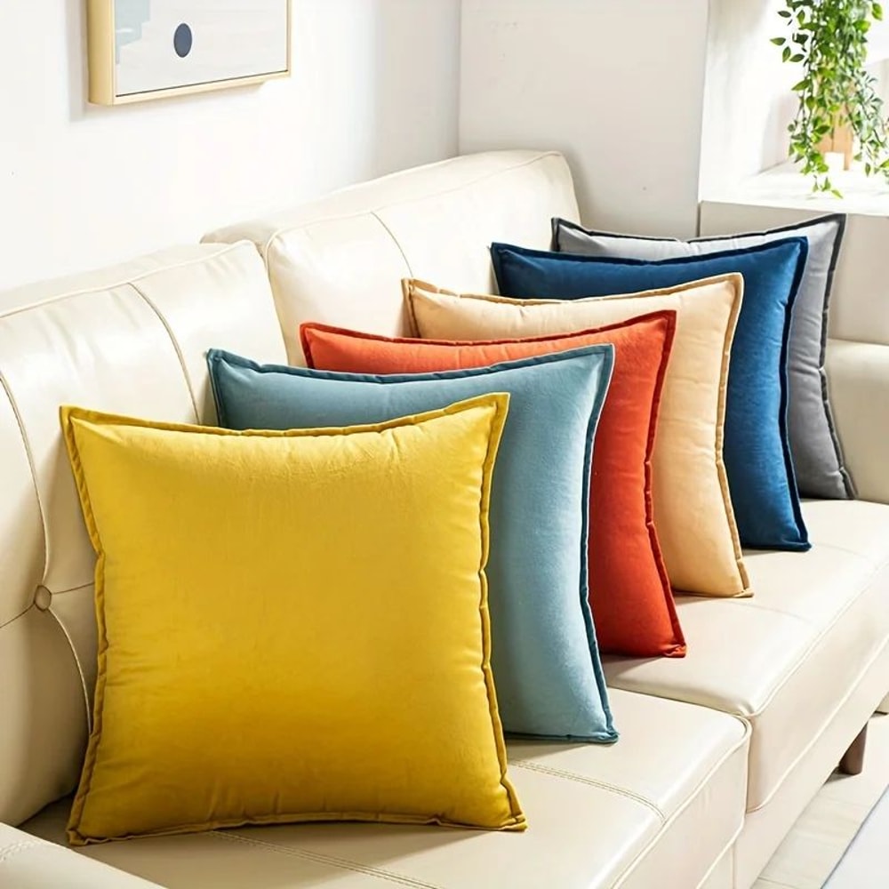 Super Soft Velvet Cushion Cover Solid Color Decorative Pillow Cover 0