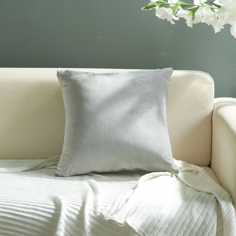Gray Velvet Cushion Cover Soft Decorative Sofa Pillow Cover 2