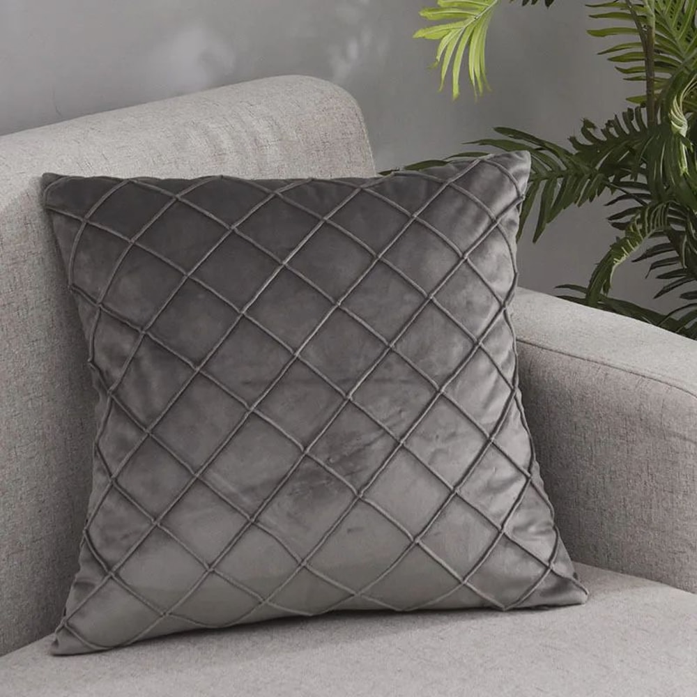 Dark Gray Velvet Plaid Cushion Cover Nordic Sofa Decorative Pillowcase 2