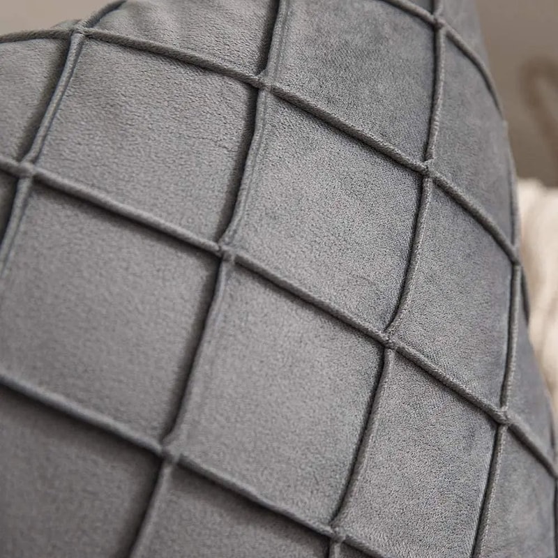 Dark Gray Velvet Plaid Cushion Cover Nordic Sofa Decorative Pillowcase 5