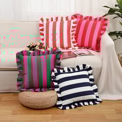 striped lace velvet cushion cover soft decorative pillowcase 18x18