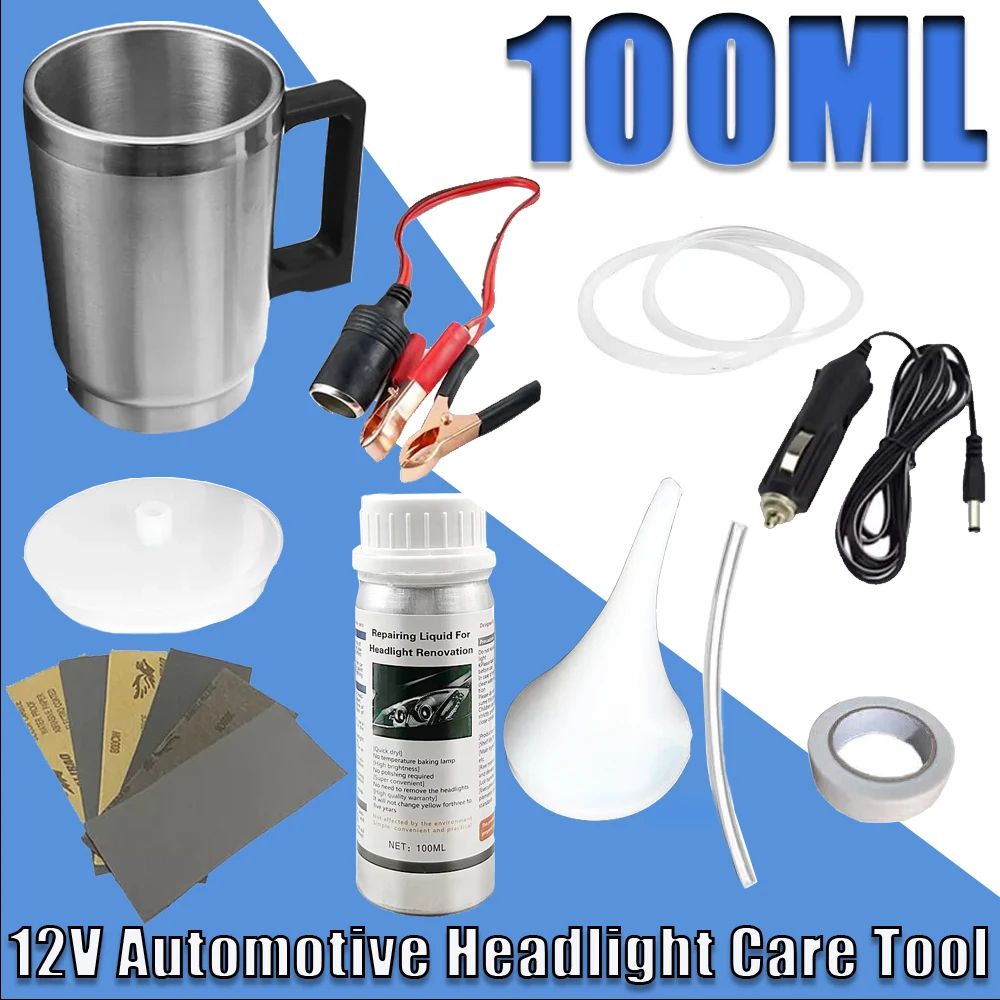 Car Headlight Restoration Kit With Heating Cup Headlamp Polish Tool 11