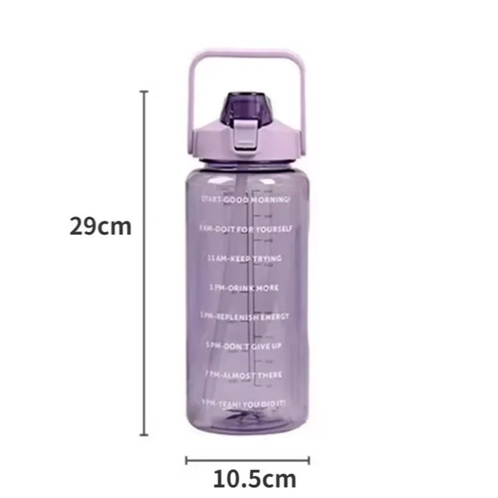2 Liter Large Straw Water Bottle Portable Sports Fitness Travel Cup 3