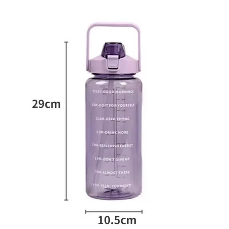 2 Liter Large Straw Water Bottle Portable Sports Fitness Travel Cup 3