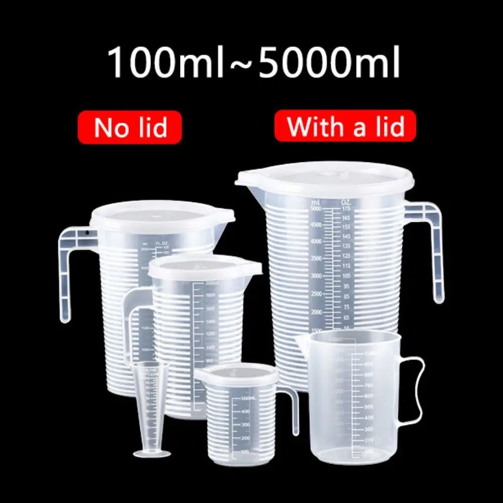 Clear Graduated Plastic Measuring Cup With Lid Large Mixing Beaker 0