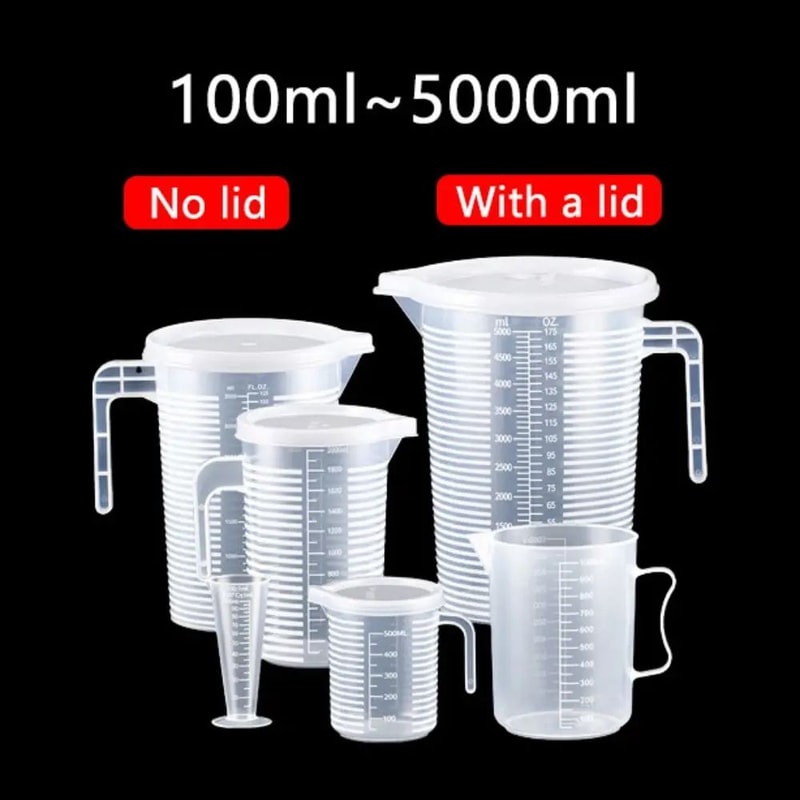 Clear Graduated Plastic Measuring Cup With Lid Large Mixing Beaker 0