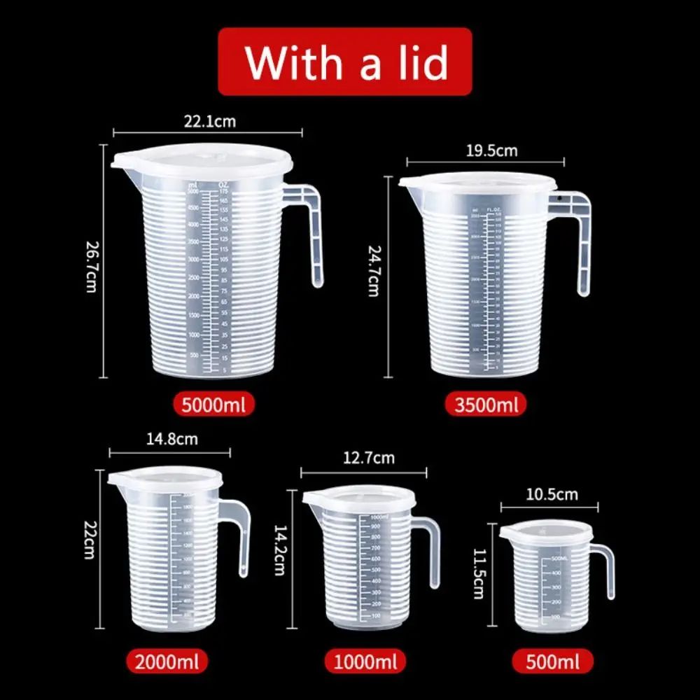 Clear Graduated Plastic Measuring Cup With Lid Large Mixing Beaker 4