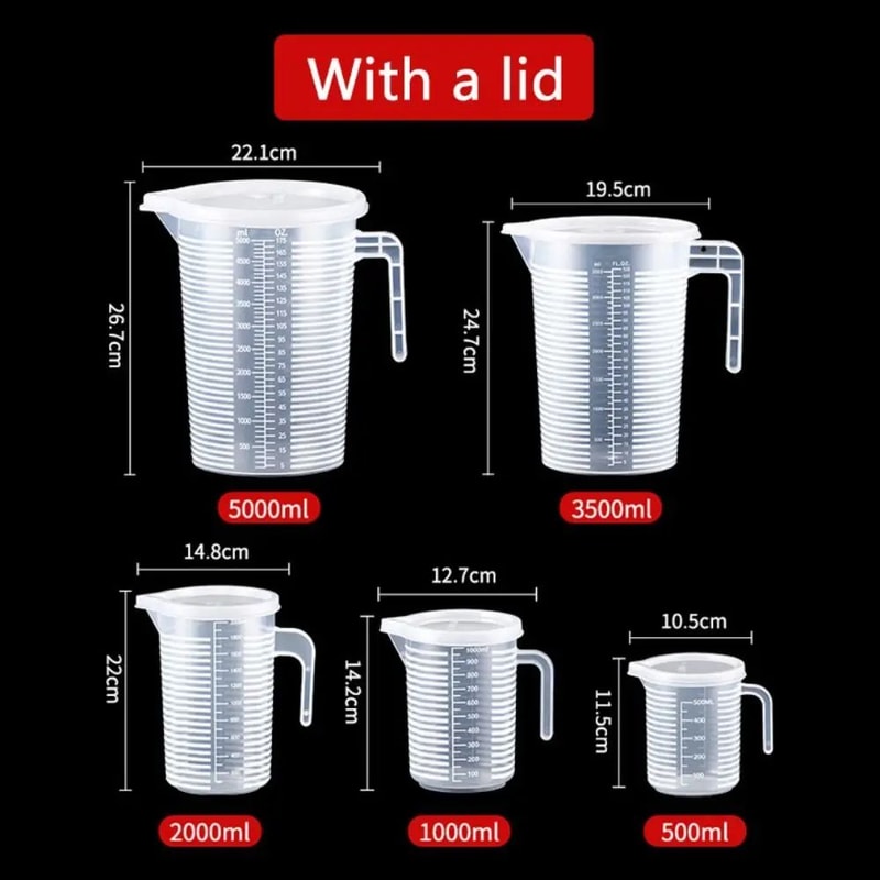Clear Graduated Plastic Measuring Cup With Lid Large Mixing Beaker 4