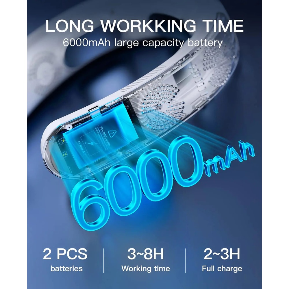 Wearable Neck Air Conditioner Portable USB Cooling Fan 6000mAh 2