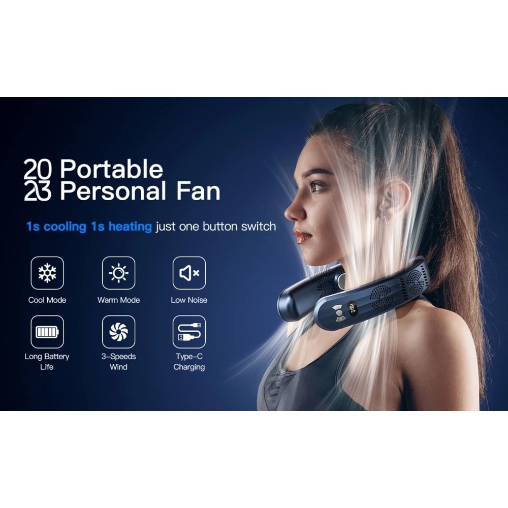 Wearable Neck Air Conditioner Portable USB Cooling Fan 6000mAh 7