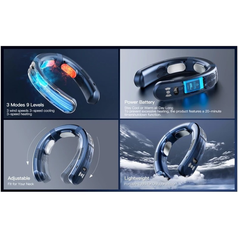 Wearable Neck Air Conditioner Portable USB Cooling Fan 6000mAh 8