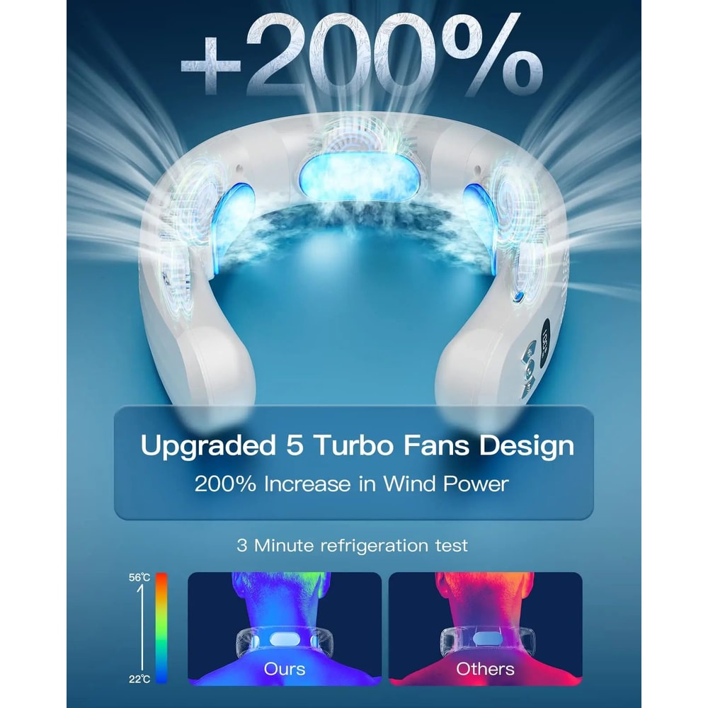 Wearable Neck Air Conditioner Portable USB Cooling Fan 6000mAh 9