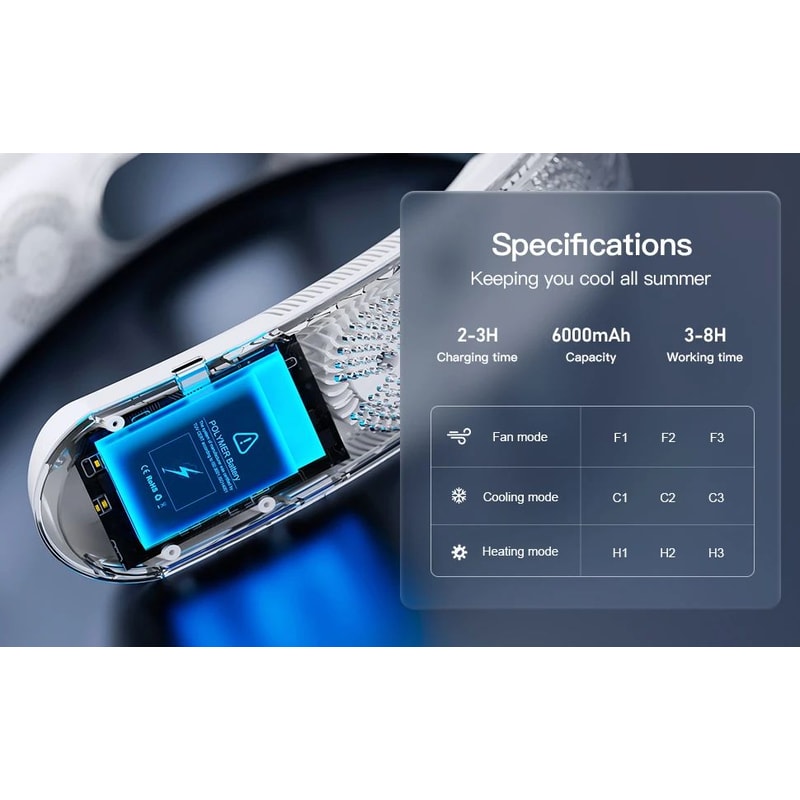 Wearable Neck Air Conditioner Portable USB Cooling Fan 6000mAh 12