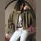 HXAO Cropped Suede Bomber Jacket Women Lapel Zipper Racing Coat 3
