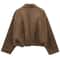 HXAO Cropped Suede Bomber Jacket Women Lapel Zipper Racing Coat 10
