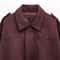 HXAO Cropped Suede Bomber Jacket Women Lapel Zipper Racing Coat 13