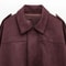 HXAO Cropped Suede Bomber Jacket Women Lapel Zipper Racing Coat 13