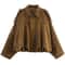 HXAO Cropped Suede Bomber Jacket Women Lapel Zipper Racing Coat 18