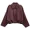 HXAO Cropped Suede Bomber Jacket Women Lapel Zipper Racing Coat 22