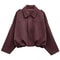 HXAO Cropped Suede Bomber Jacket Women Lapel Zipper Racing Coat 22