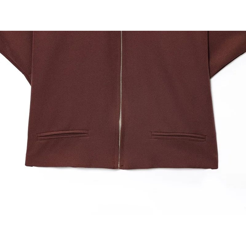 MUJER Cropped Varsity Jacket Women Zipper Casual Short Coat 8