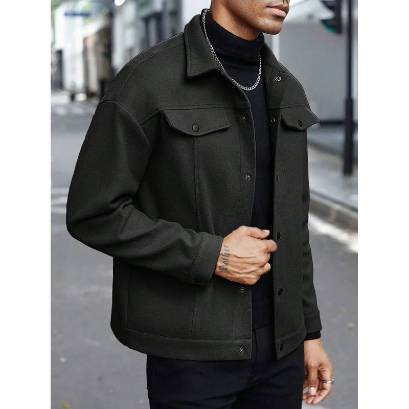 Mens Turtleneck Wool Jacket Casual Business Winter Coat 6