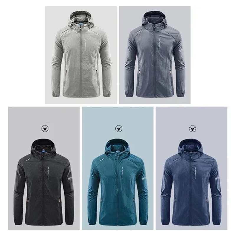 Mens UPF 50 UV Protection Windbreaker Lightweight Hooded Sun Jacket 9